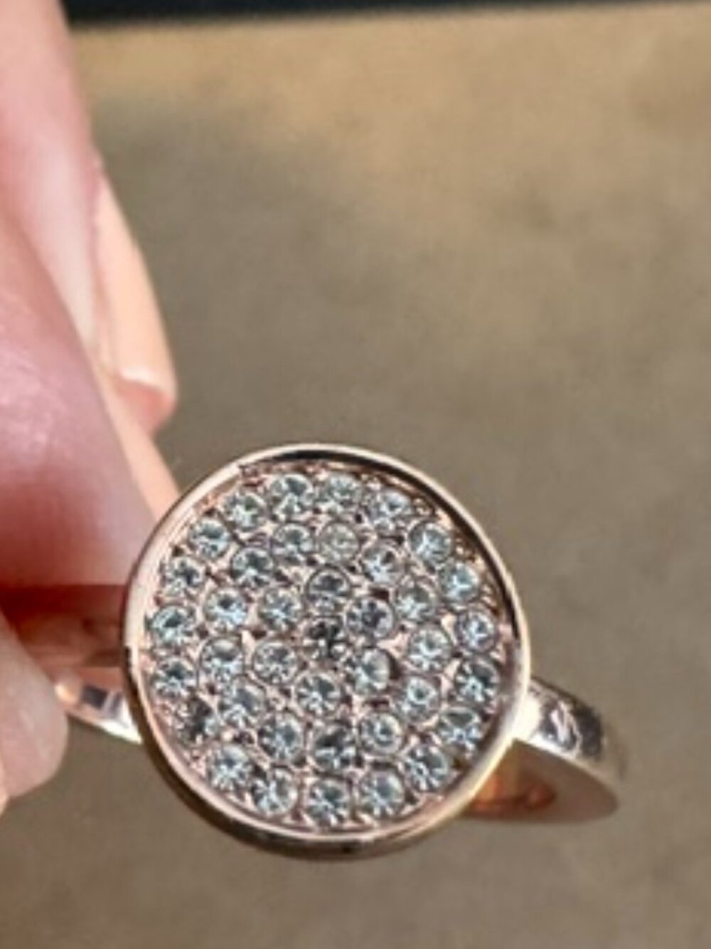COACH ROUND PAVE CRYSTAL RING - ROSE GOLD - Picture 2 of 3
